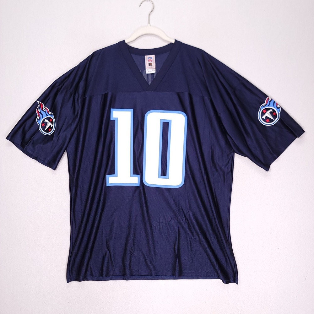 Vintage NFL Players Vince Young Tennessee Titans Jersey Navy Blue Mens 2XL